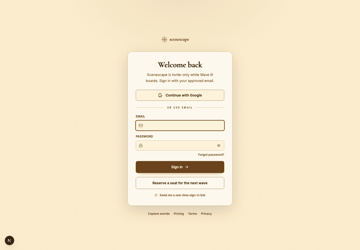 The sign-in page for approved creators.
